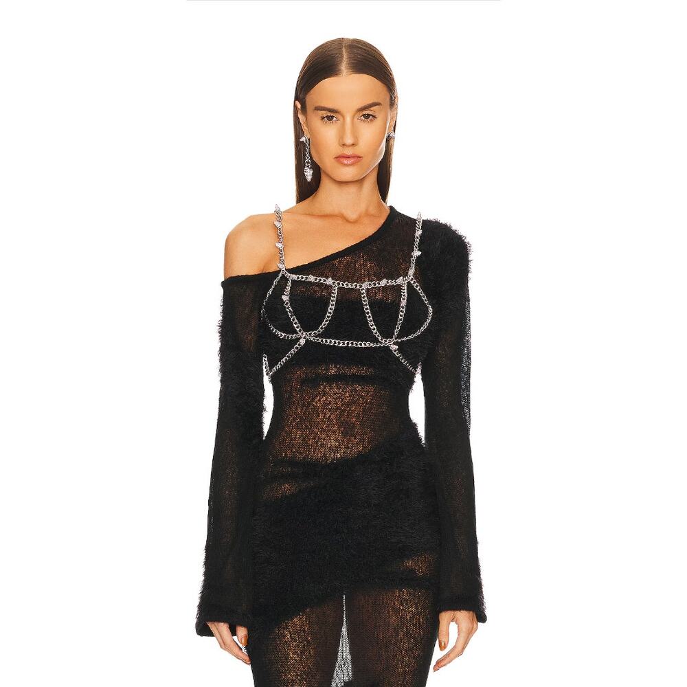 NBD Spiked Bra Women’s One Size Black Studded Crop Top